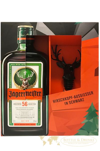 Jägermeister Geschenkset 1 x 0,7L Jägermeister + Hirschkopf Ausgiesser -  Bottle & Drinks - Whisky, Rum & Spirituosen Online Shop