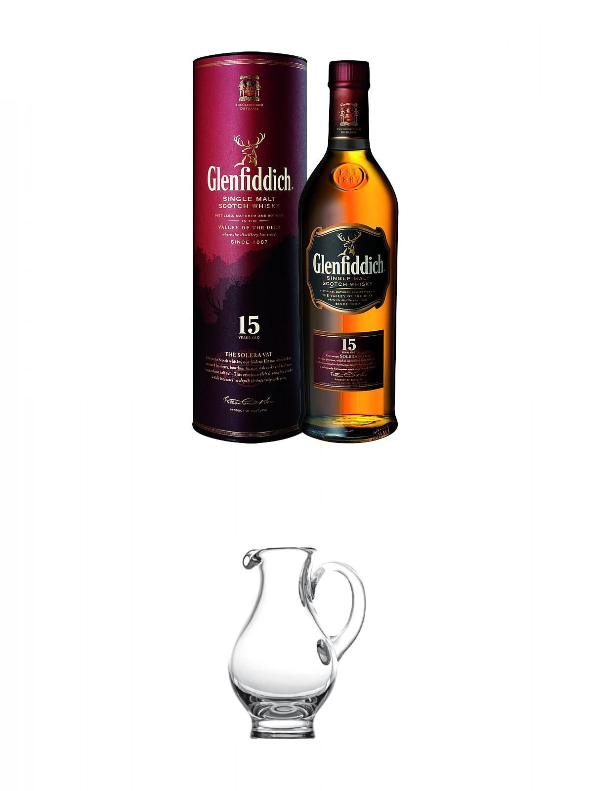 Glenfiddich 15 Jahre Shop Spirituosen & & Bottle + Serie The Half - Whisky, Liter Wasserkrug Whisky Glass Single Pint 0,7 Rum Stölzle - Drinks Online Glencairn Malt